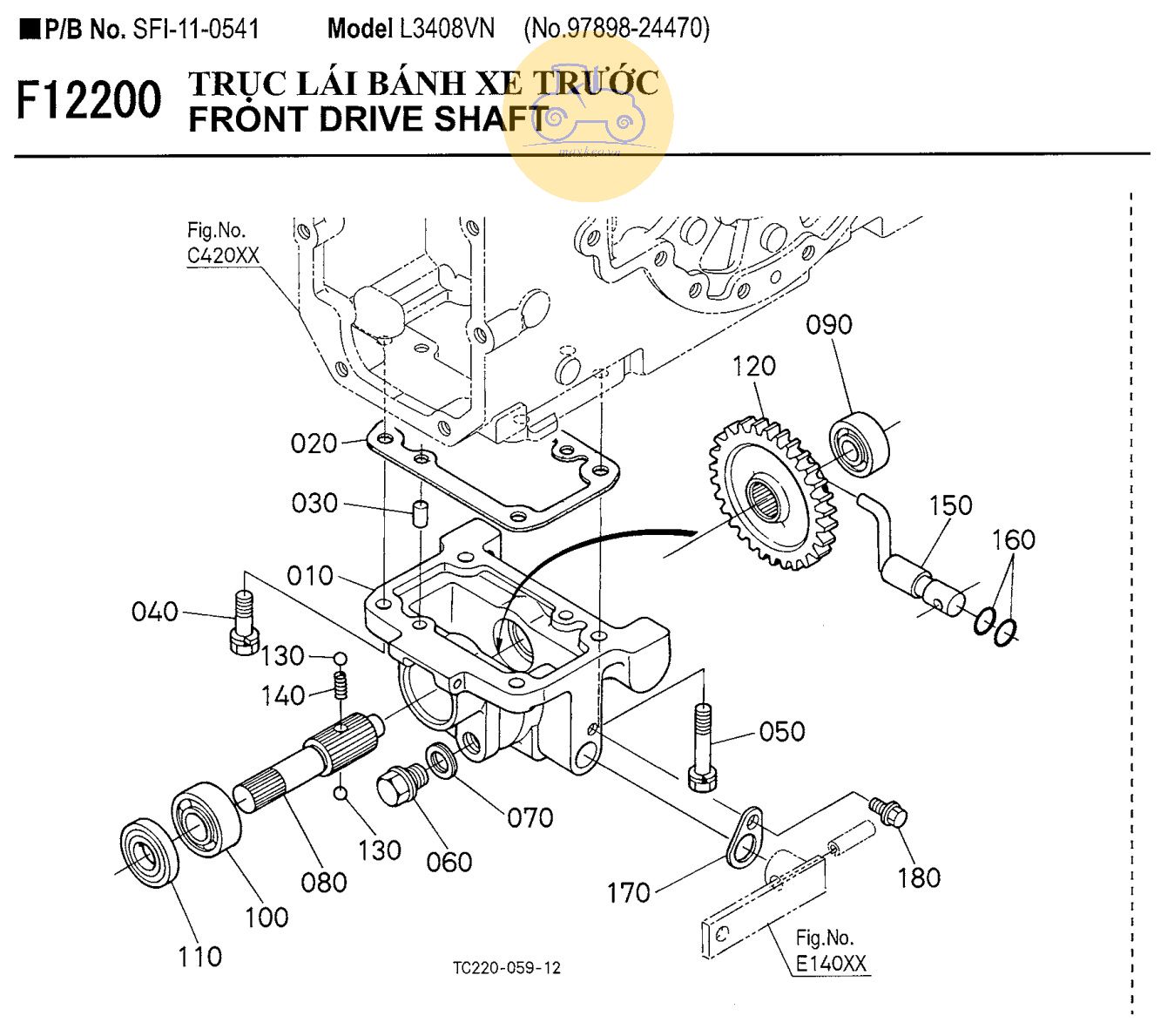 Trục lái bánh xe trước